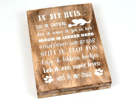 Houten tekstblok “In dit huis” 25x18cm