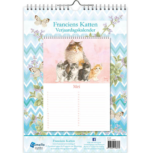 Katten verjaardagskalender achterkant franciens katten miepje