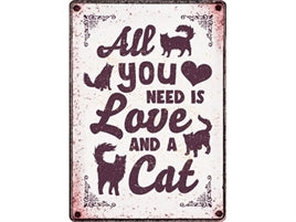 The Happy Cat Shop | Katten waakbord blik "All you need is love and a cat"