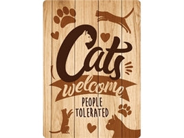The Happy Cat Shop | Katten waakbord blik "Cat's welcome people tolerated"