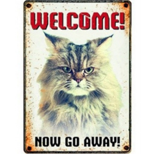 The Happy Cat Shop | Katten waakbord blik GRUMPY CAT "WELCOME! NOW GO AWAY!" 21X15 CM