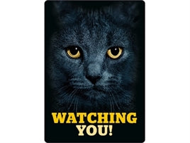 The Happy Cat Shop | Waakbord blik " A Home without a cat is just a house"Katten waakbord blik zwarte kat "Watching you!"
