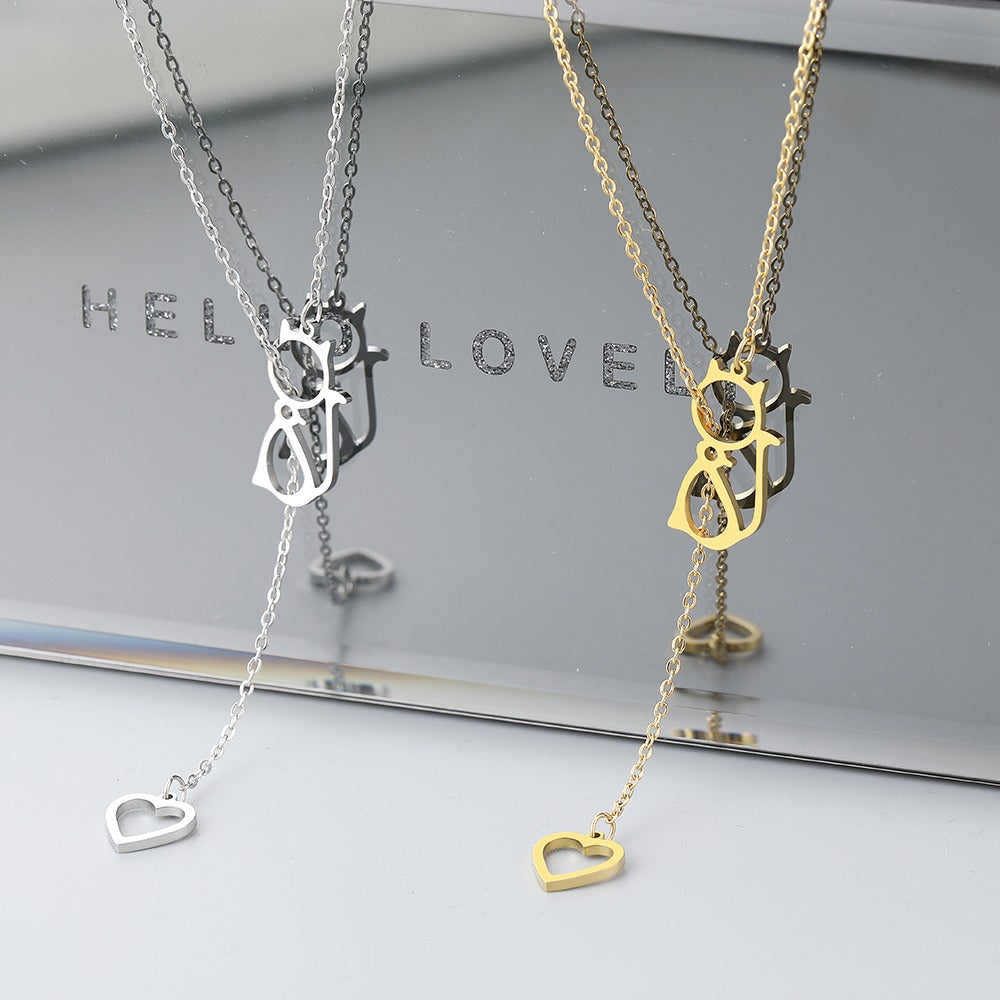 Ketting kat met hart goud "Siva"