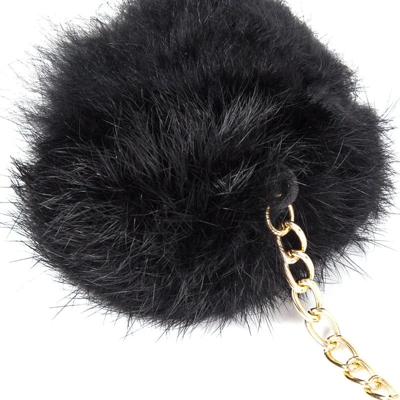 Schoudertasje half rond met pluche kat en bal | Wit