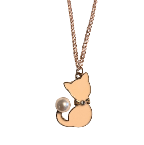 Katten ketting emaille | Ivoor beige