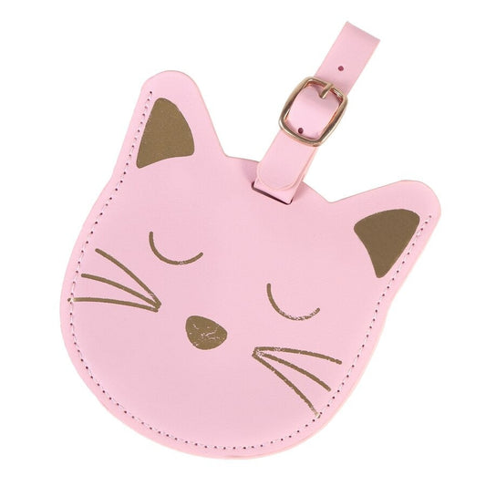 Katten kofferlabel "Kattenkop Roze"