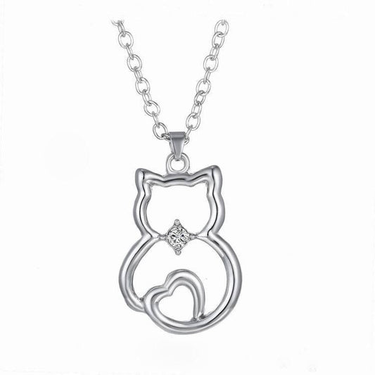 Katten ketting zilver "Cat Love"