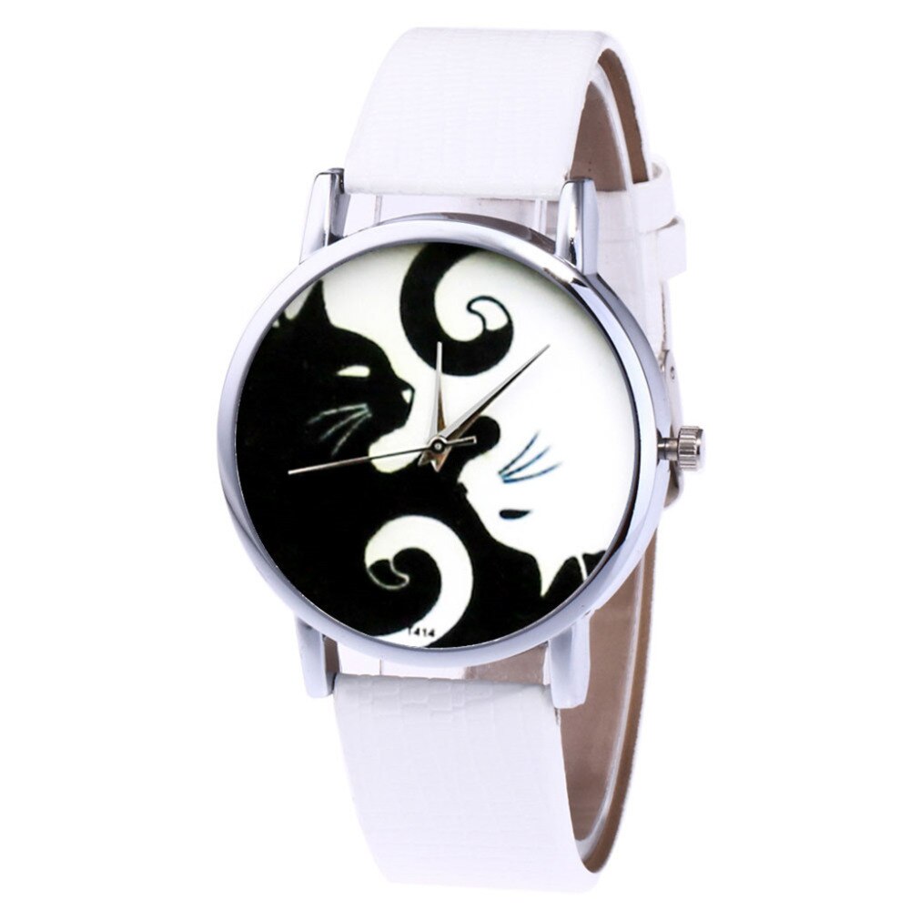 Katten horloge Yin Yang | Zwart
